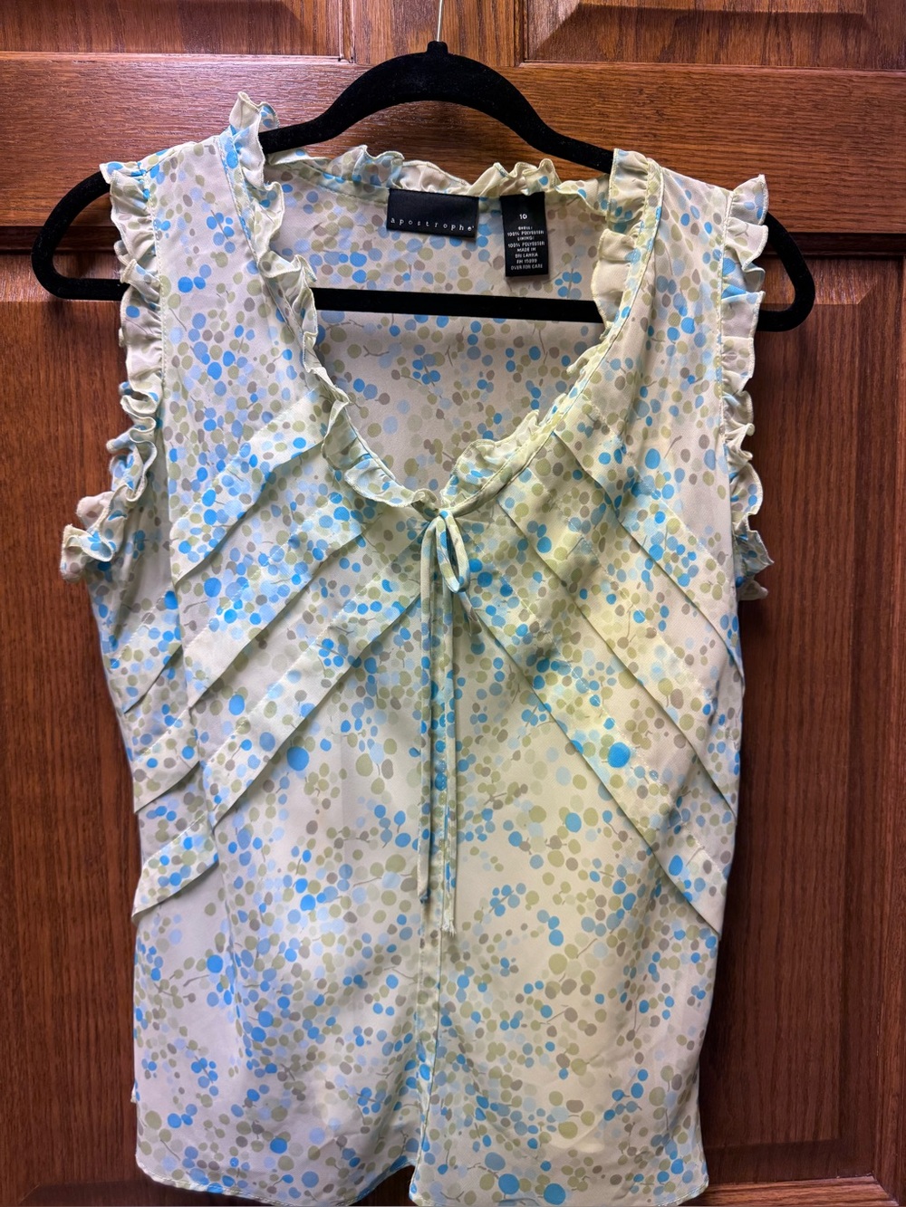 Apostrophe Blue & Yellow Polka Dot Ruffle  Camisole